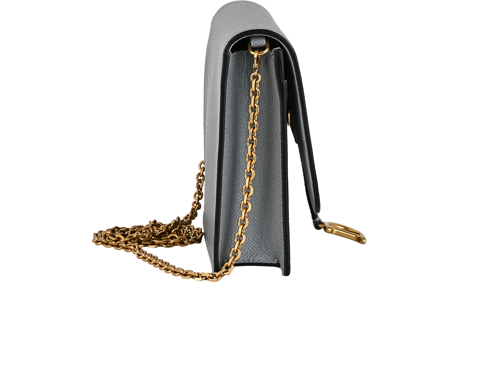 Saddle Chain Crossbody, &pound;850, Handbags, Grey, Leather, Side view